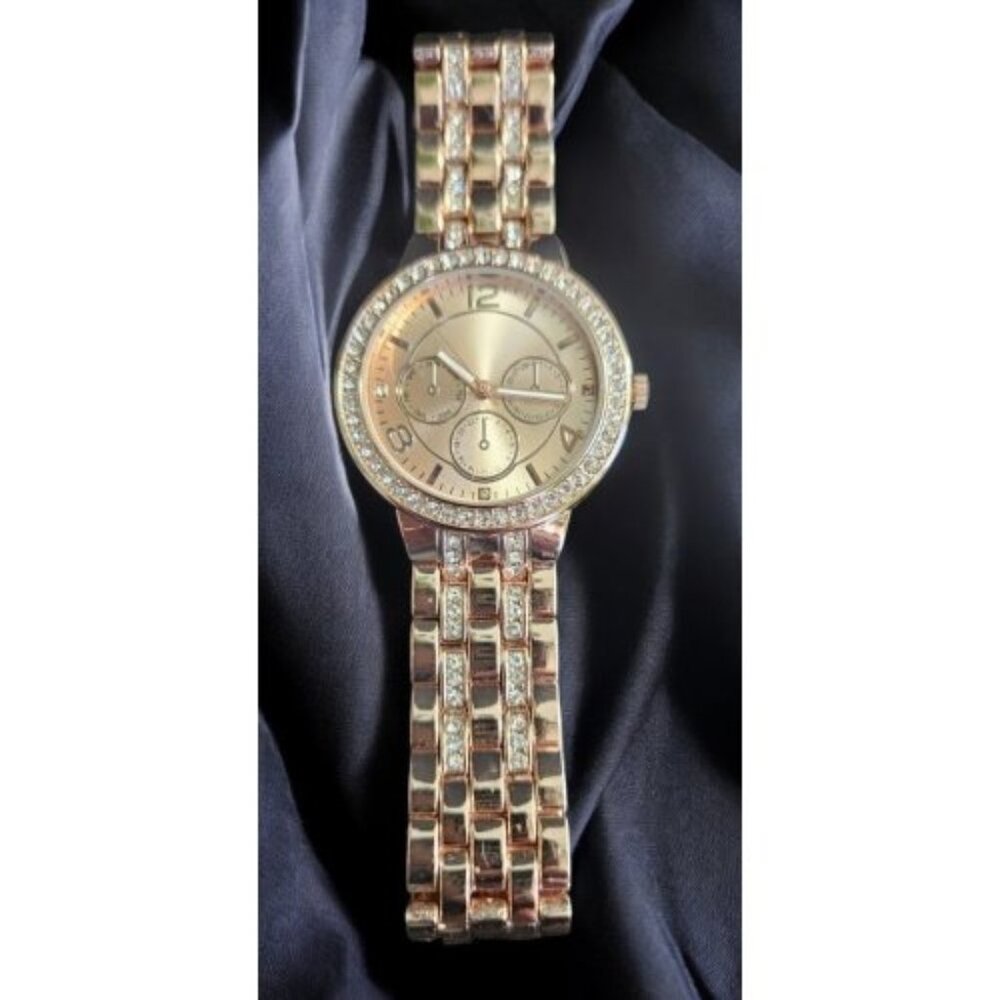 New BWC Rose Gold and Rhinestone Encrusted Ladies Quartz Watch